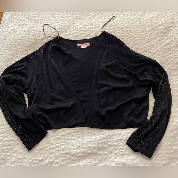 Black glittering festive shrug cardigan sweater sz 2X in excellent condition - Picture 8 of 9